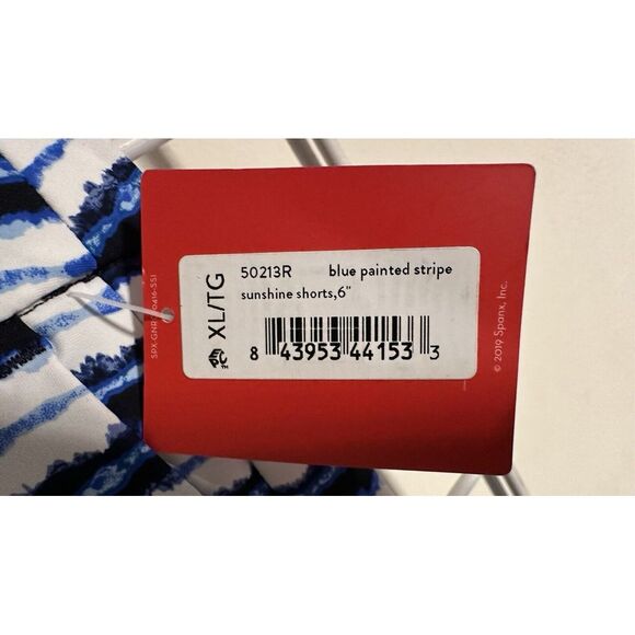 NWT Spanx Sunshine Shorts -‎ 6", UPF 50+, Blue Painted Stripe, Size XL - Picture 4 of 5